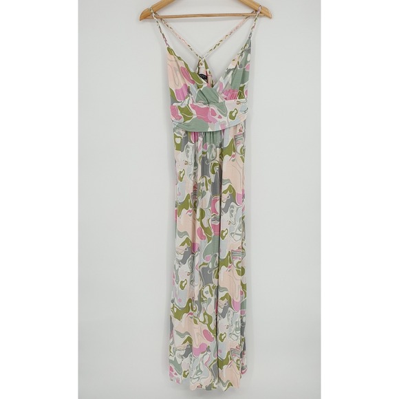 Escada Sport Efthimia Pastel Abstract Print Boho Viscose Maxi Dress Sz 8 $325